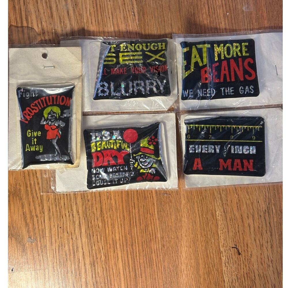 Vintage 70s 80s Gag Prismatic Holographic Vending Machine Stickers Decals Lot 5